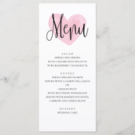Roze hart trouwmenu. Romantisch modern diner Menu