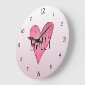Roze hart Typografie Girl Love & Name Nursery Grote Klok (Hoek)