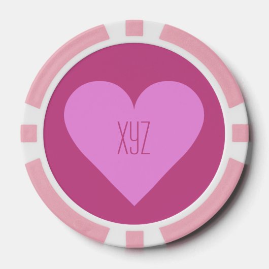 Roze Hart Valentijn aangepaste poker chips (Voorkant)