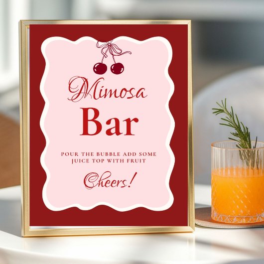Roze Hart Valentijn Bachelorette Mimosa Bar Bord Poster