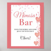 Roze Hart Valentijn Bachelorette Mimosa Bar Teken Poster (Voorkant)