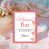 Roze Hart Valentijn Bachelorette Mimosa Bar Teken Reclamebord Met Voetstuk