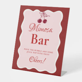 Roze Hart Valentijn Bruidsmeisjes Mimosa Bar Bord Reclamebord Met Voetstuk