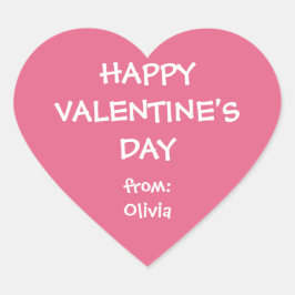 Roze hart valentijn gepersonaliseerd cadeau label