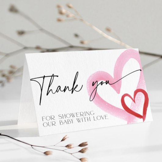 Roze Hart Valentijns Baby Shower Bedankt