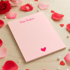Roze Hart Valentijnsdag Gepersonaliseerde Naam Notitieblok