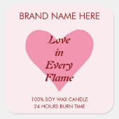 Roze Hart Valentijnsdag Kaarslabels Vierkante Sticker (Voorkant)