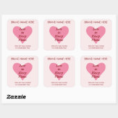 Roze Hart Valentijnsdag Kaarslabels Vierkante Sticker (Vel)