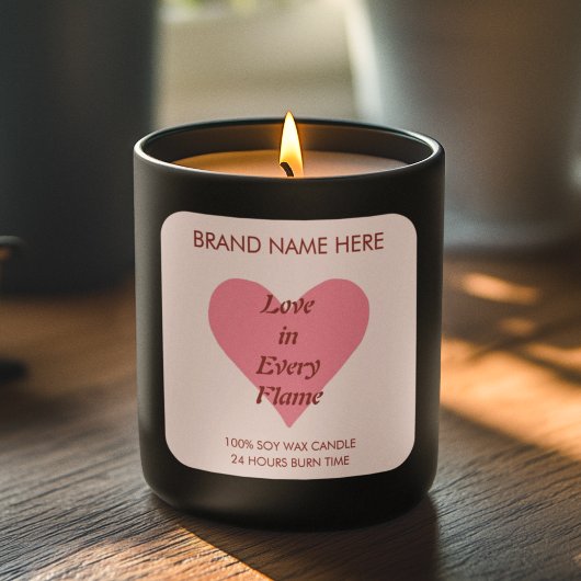 Roze Hart Valentijnsdag Kaarslabels Vierkante Sticker
