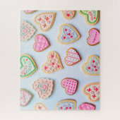 Roze Hart Valentijnsdag Liefde Koekjes Legpuzzel (Verticaal)