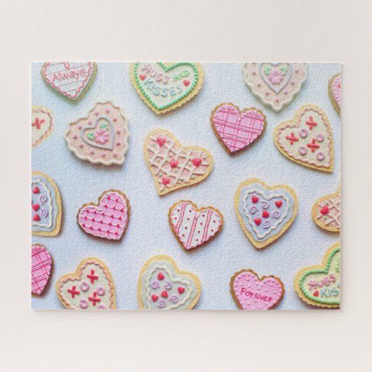 Roze Hart Valentijnsdag Liefde Koekjes Legpuzzel (Horizontaal)