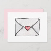 Roze hart. Valentijnsdag. Liefdesbrief. Tiener Feestdagenkaart (Voorkant / Achterkant)