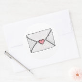 Roze hart. Valentijnsdag. Liefdesbrief. Tiener Ronde Sticker (Envelop)