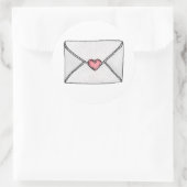 Roze hart. Valentijnsdag. Liefdesbrief. Tiener Ronde Sticker (Tas)