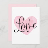 Roze hart. Valentijnsdag. Liefs. Moderne blos Feestdagenkaart (Voorkant / Achterkant)