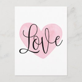 Roze hart. Valentijnsdag. Liefs. Moderne blos Feestdagenkaart