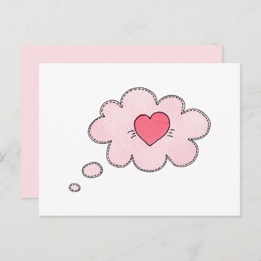 Roze hart. Valentijnsdag. Liefs. Moderne tiener Feestdagenkaart (Voorkant / Achterkant)