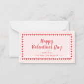 Roze hart Valentijnsdag mini  Notitiekaartje (Voorkant)