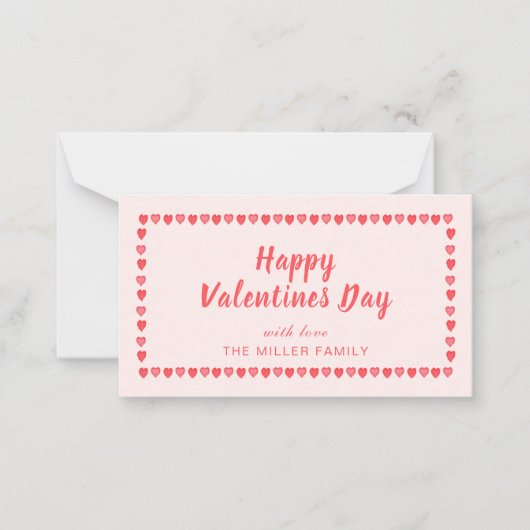 Roze hart Valentijnsdag mini  Notitiekaartje (Voorkant)