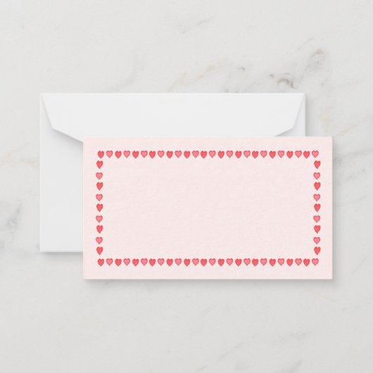 Roze hart Valentijnsdag mini Notitiekaartje (Achterkant)