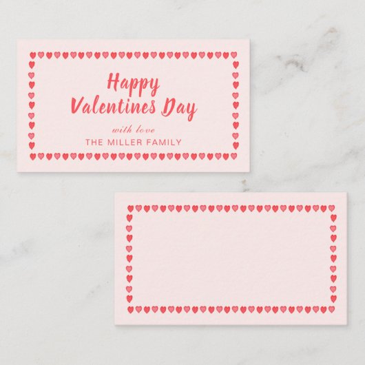 Roze hart Valentijnsdag mini  Notitiekaartje (Voorkant / Achterkant)