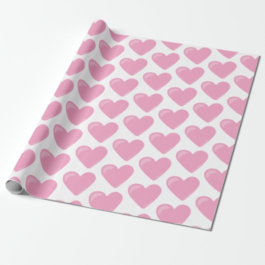 Roze Hart Valentijnsdag Patroon Cadeau Cadeaupapier (Uitgerold)
