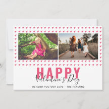 Roze Hart Valentijnsdag Script Familie Foto