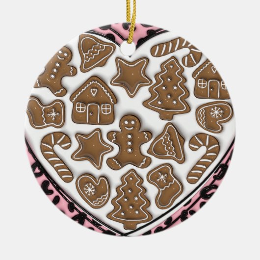 Roze Hart van Gingerbread Ornament (Voorkant)