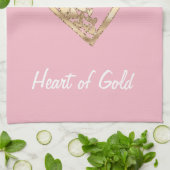 Roze hart van goud theedoek (Gevouwen)
