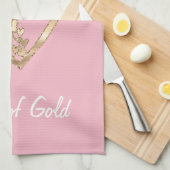 Roze hart van goud theedoek (Quarter Fold)