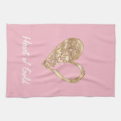Roze hart van goud theedoek (Horizontaal)