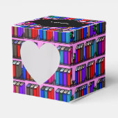 Roze hart van kleine bibliotheekplanken bedankdoosjes (Voorkant Zijde)