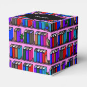 Roze hart van kleine bibliotheekplanken bedankdoosjes (Achterkant)