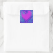 Roze Hart van Liefde Vierkante Sticker (Tas)