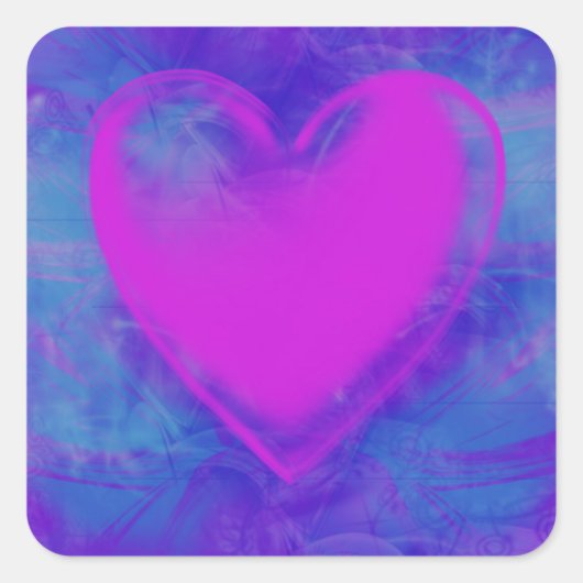 Roze Hart van Liefde Vierkante Sticker (Voorkant)
