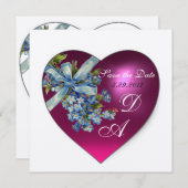 ROZE HART VERGEET MEE NIET MONOGRAM Wit Champagne Kaart (Voorkant / Achterkant)