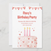 Roze hart Verjaardagstaart Kaart (Voorkant)