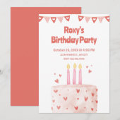 Roze hart Verjaardagstaart Kaart (Voorkant / Achterkant)