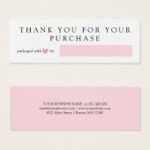 Roze hart verpakt met liefde Dank u Mini Visitekaartjes (Voorkant /achterkant)