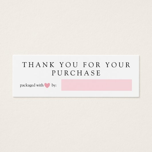 Roze hart verpakt met liefde Dank u Mini Visitekaartjes (Voorkant)