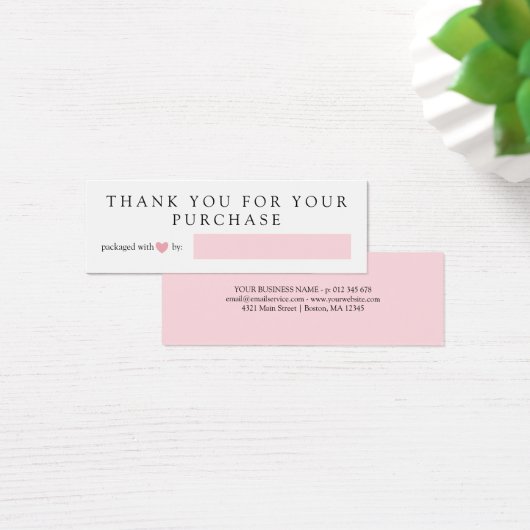 Roze hart verpakt met liefde Dank u Mini Visitekaartjes (Bureau)