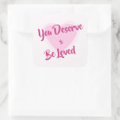 Roze hart vierkante sticker (Tas)