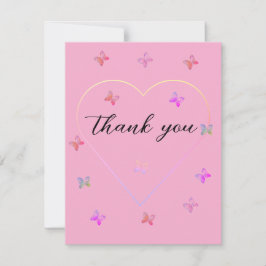 Roze Hart Vlinder meisje baby shower Bedankkaart