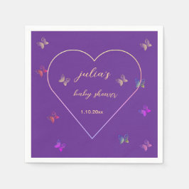 Roze Hart Vlinder meisje baby shower  Servet