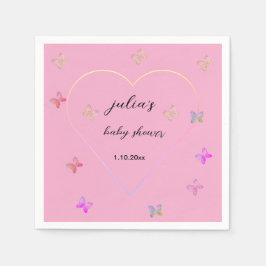 Roze Hart Vlinder meisje baby shower  Servet