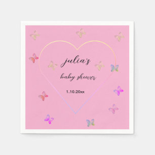 Roze Hart Vlinder meisje baby shower  Servet