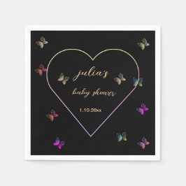 Roze Hart Vlinder meisje baby shower  Servet