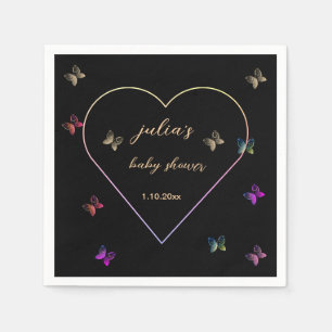 Roze Hart Vlinder meisje baby shower  Servet