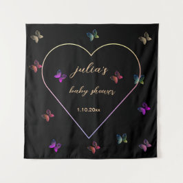 Roze Hart Vlinder meisje baby shower Wandkleed