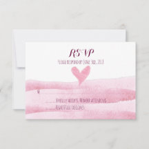 Roze Hart Waterverf bruiloft RSVP Kaart